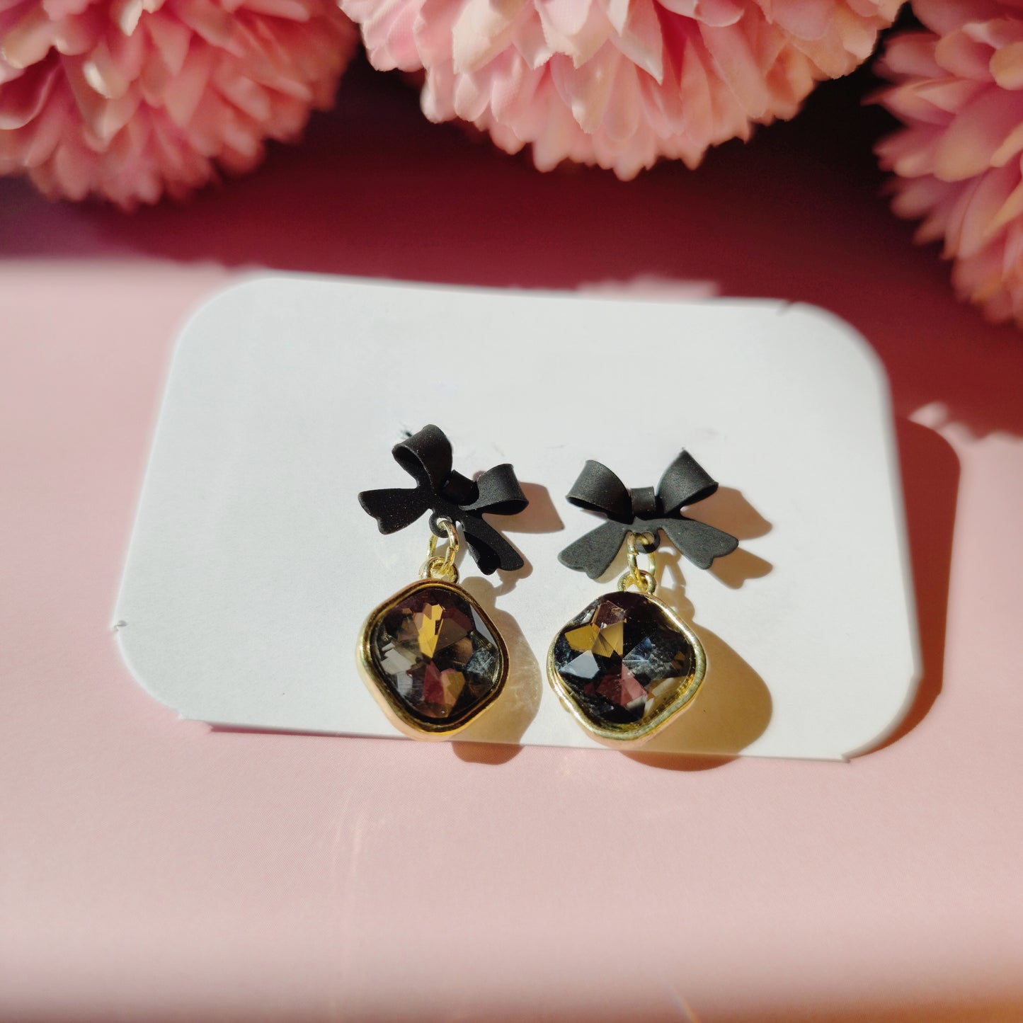 Midnight Bow Charm Earrings