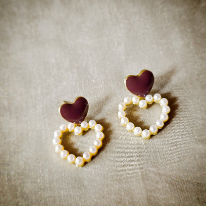 Heart Pearl Hoops