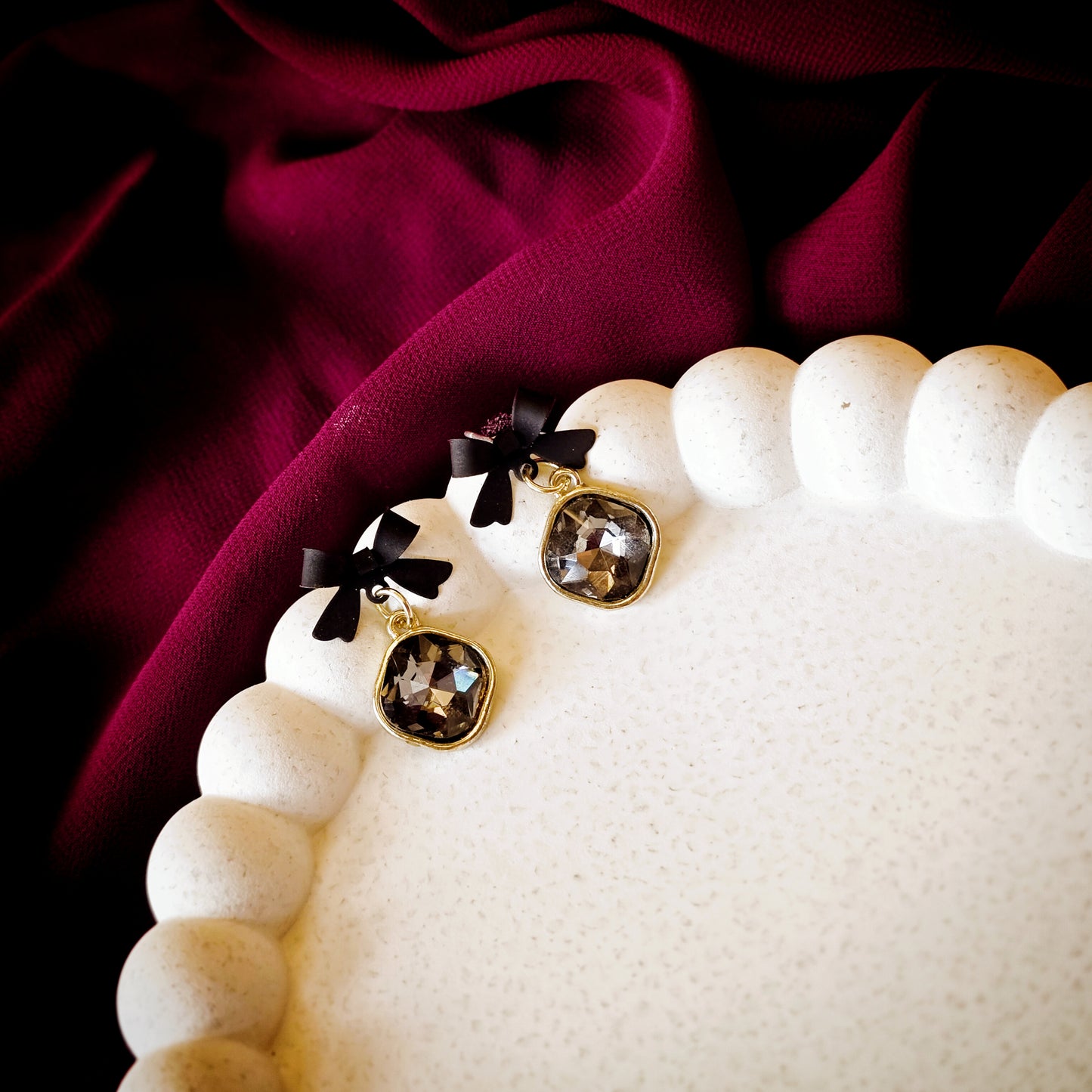 Midnight Bow Charm Earrings