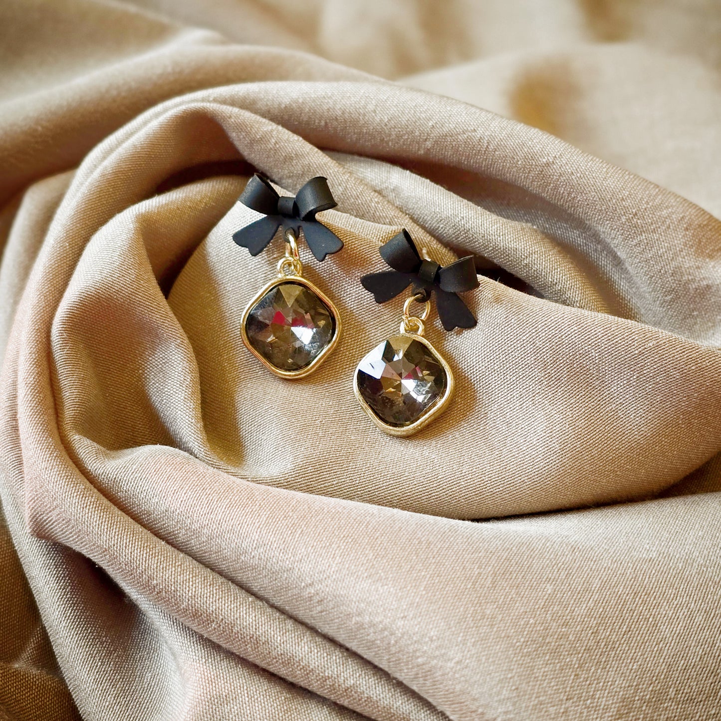 Midnight Bow Charm Earrings